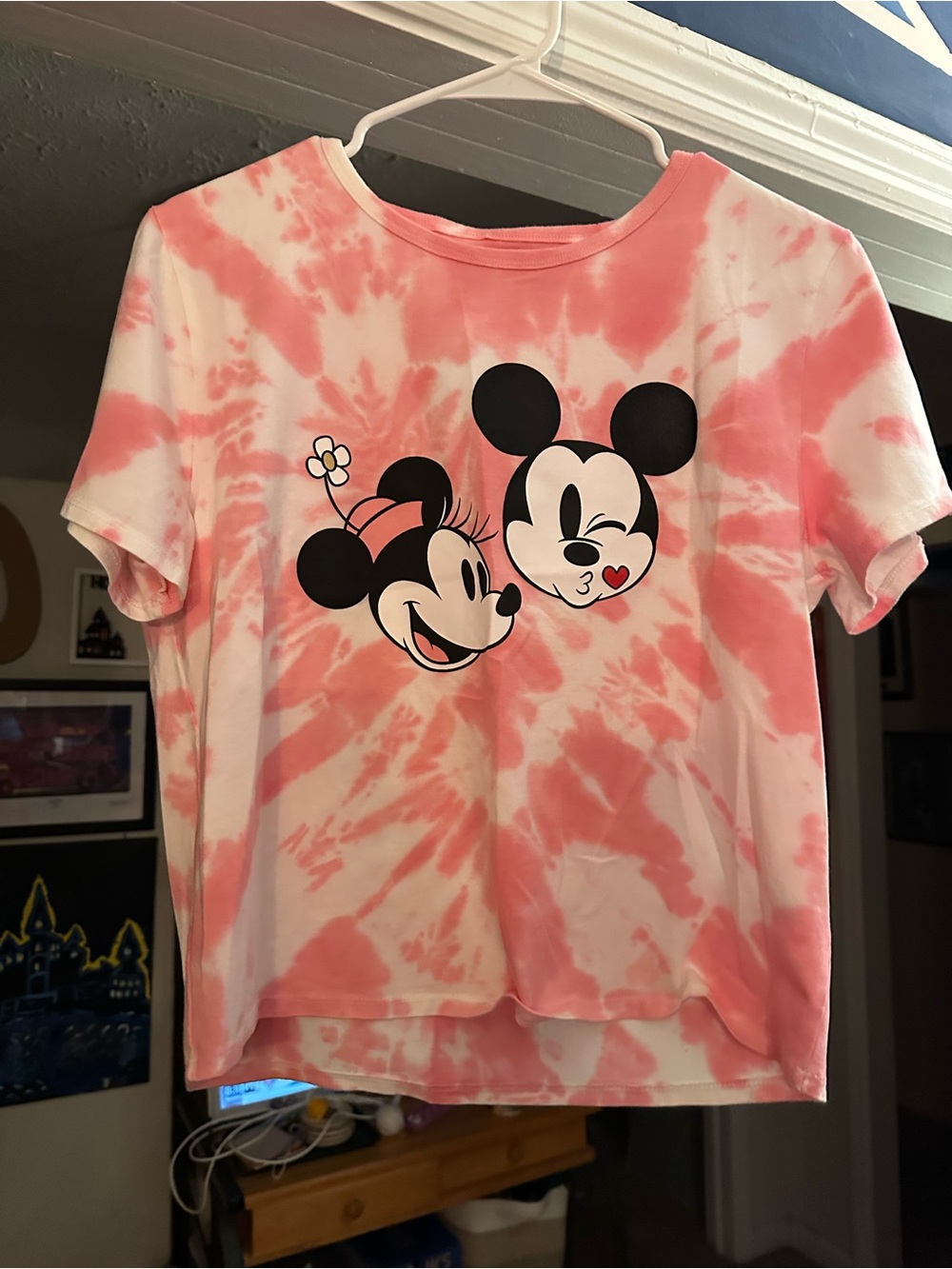 Pink Tie-Dye Mickey & Minnie Crop T-Shirt
